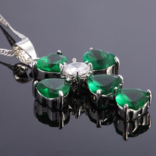 RIZILIA Cross Pendant with 18" Chain & Heart Cut CZ [6 Colors available] in White Gold Plated, Simple Modern Elegant