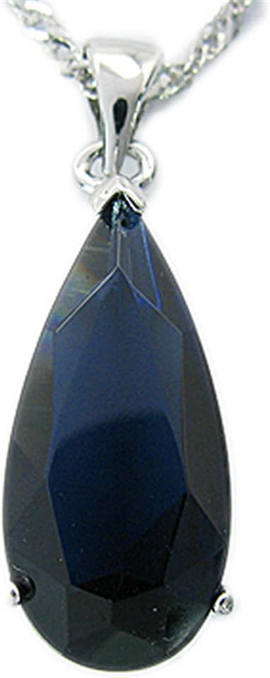 RIZILIA Pendant with 18" Chain & Long Pear Cut CZ | Eight Colors available in White Gold Plated, Simple Modern Elegant