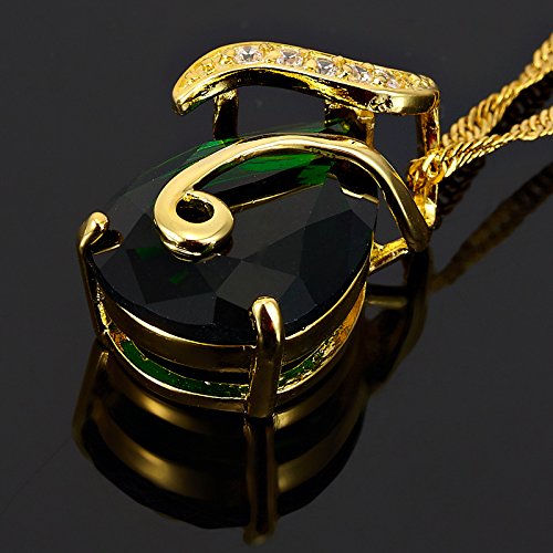 RIZILIA Pendant with 18" Chain & Pear Cut CZ [4 Colors Available] in Yellow Gold Plated, Simple Modern Elegant