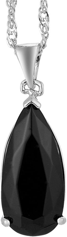 RIZILIA Pendant with 18" Chain & Long Pear Cut CZ | Eight Colors available in White Gold Plated, Simple Modern Elegant