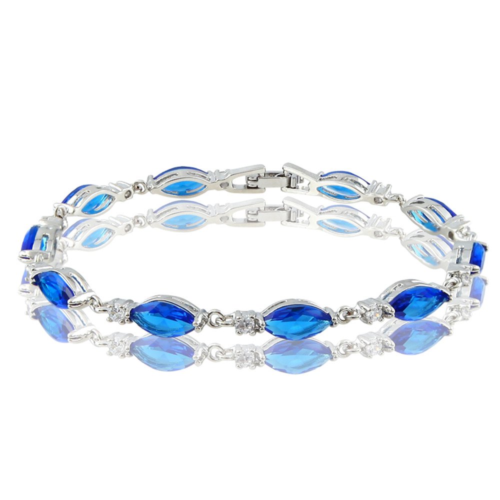 RIZILIA Tennis Bracelet & Marquise Cut CZ [3 Colors available] in White Gold Plated, 7"