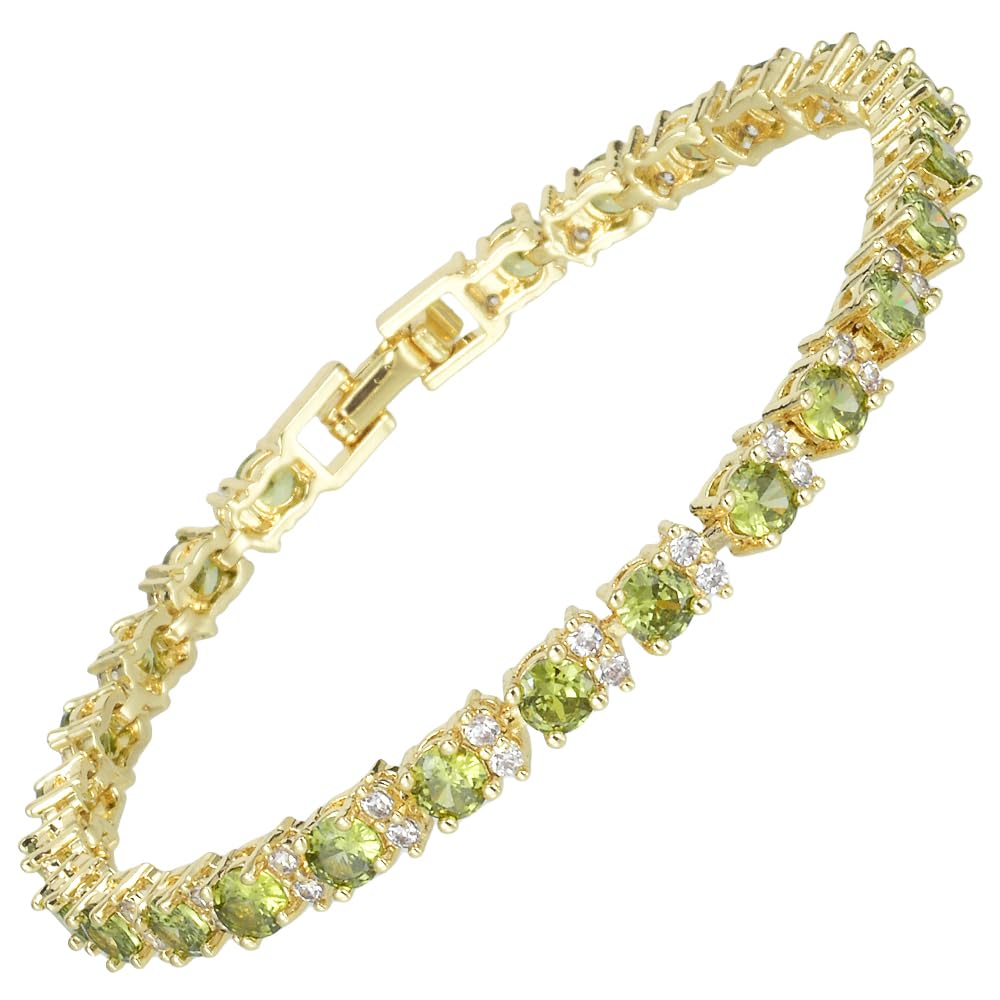 RIZILIA Eternity Tennis Bracelet & Round Cut CZ in Yellow Gold Plated, 7"