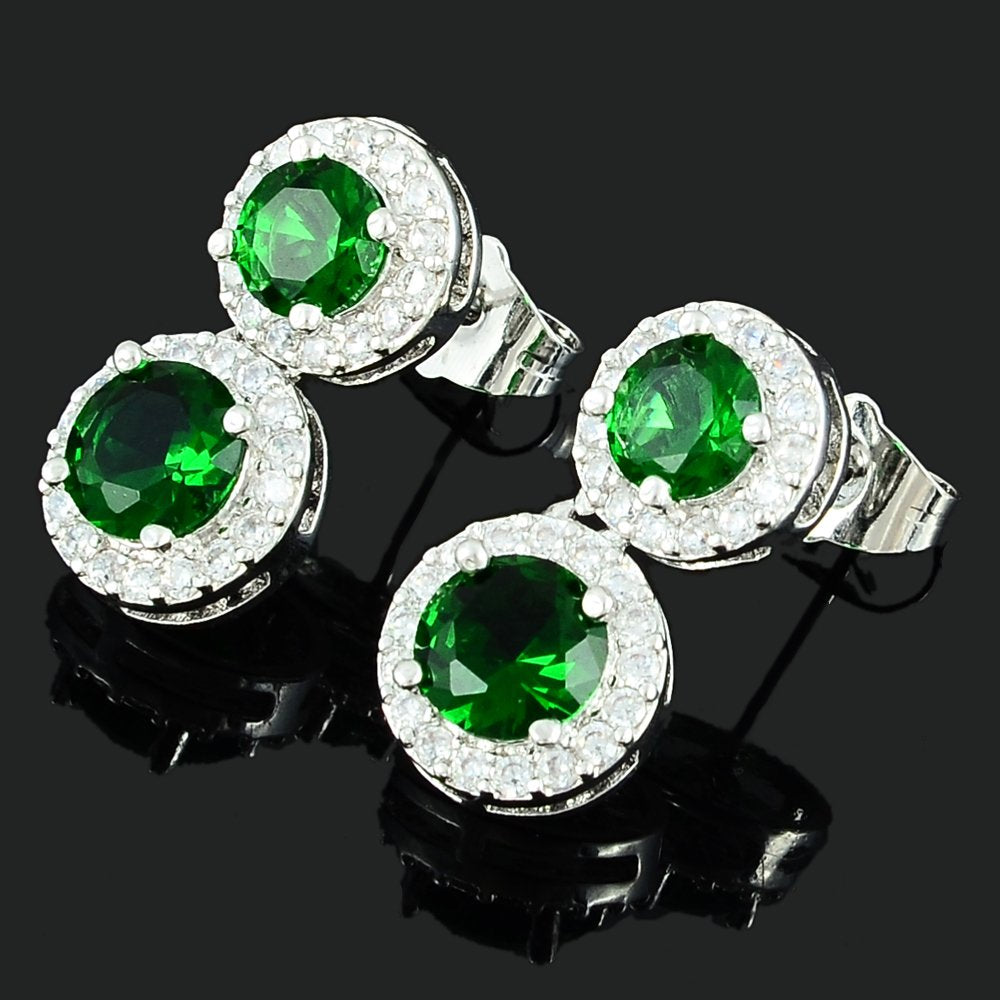 RIZILIA Dangle Drop Pierced Earrings with Round Cut CZ [4 Colors available] in White Gold Plated, Simple Modern Elegant