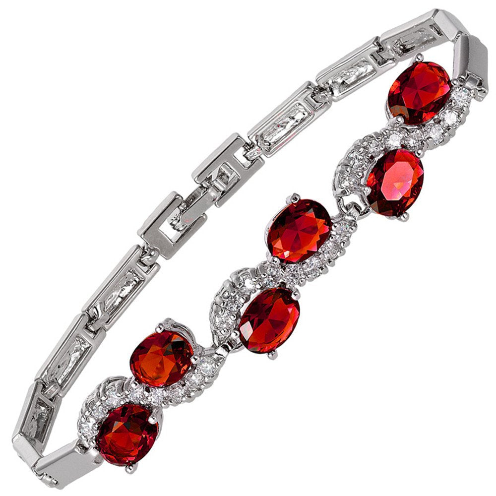 RIZILIA Tennis Bracelet & Oval Cut CZ [6 Colors available] in White Gold Plated, 7"