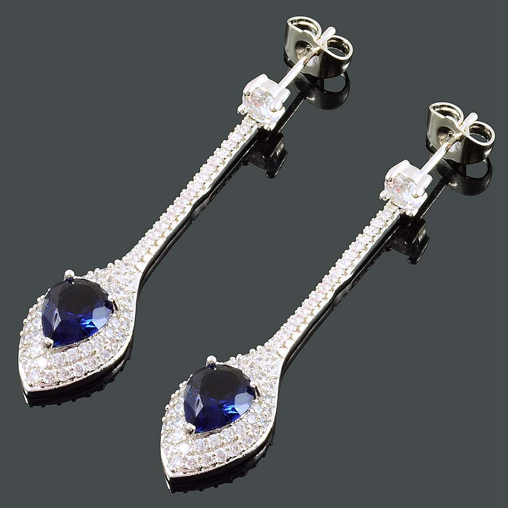 RIZILIA Dangle Drop Pierced Earrings with Pear Cut CZ [White Cubic Zirconia] in White Gold Plated, Simple Modern Elegant