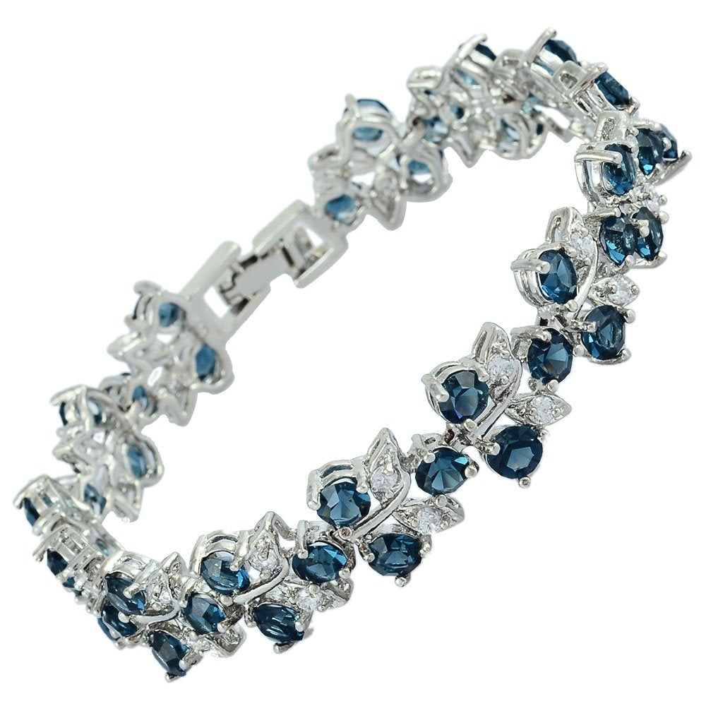 RIZILIA Blossom Tennis Bracelet for Women – 7" Round Cut Multicolor Cubic Zirconia CZ in Gold Plated, Fashion Jewelry Gift