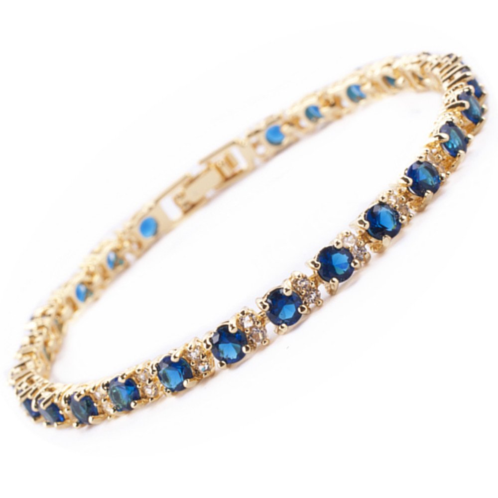 RIZILIA Eternity Tennis Bracelet & Round Cut CZ in Yellow Gold Plated, 7"