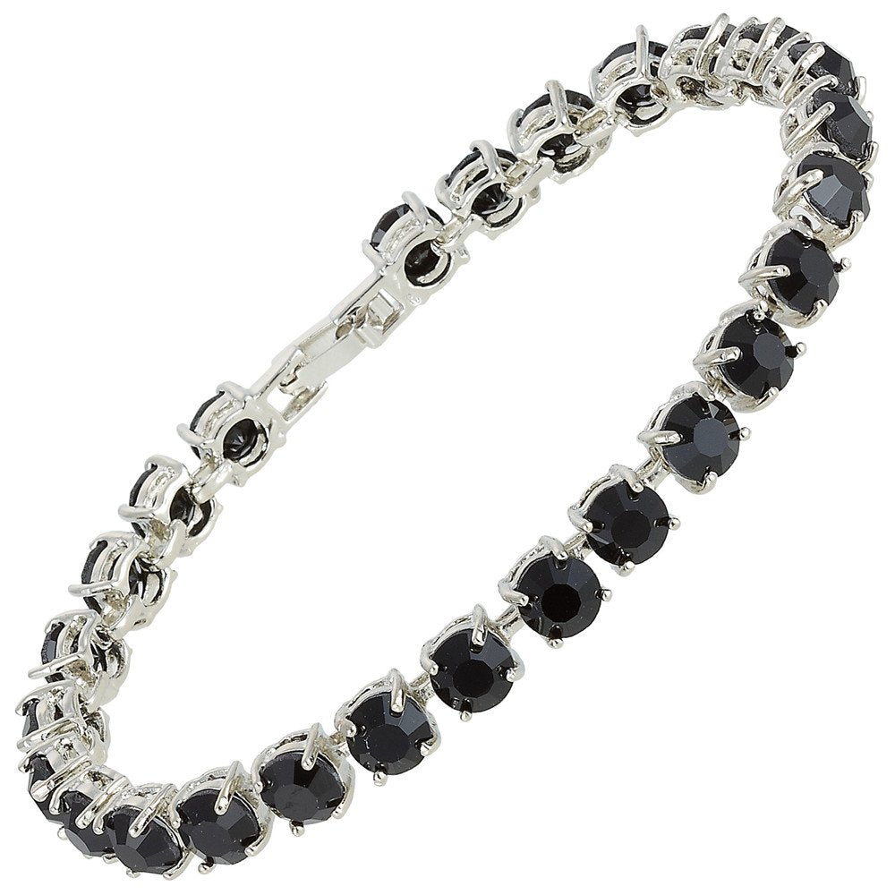 RIZILIA Round Cut Multi-Color CZ 18K Gold Plated Tennis Bracelet, 7"