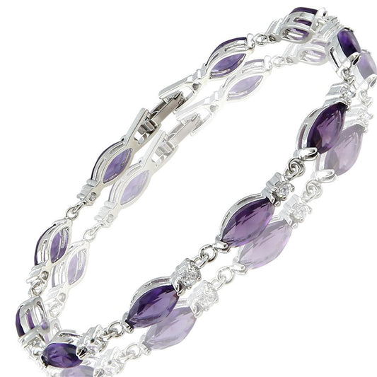 RIZILIA Tennis Bracelet & Marquise Cut CZ [3 Colors available] in White Gold Plated, 7"