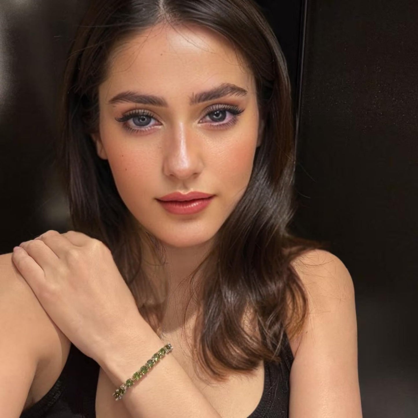 RIZILIA Round Cut Multi-Color CZ 18K Gold Plated Tennis Bracelet, 7"