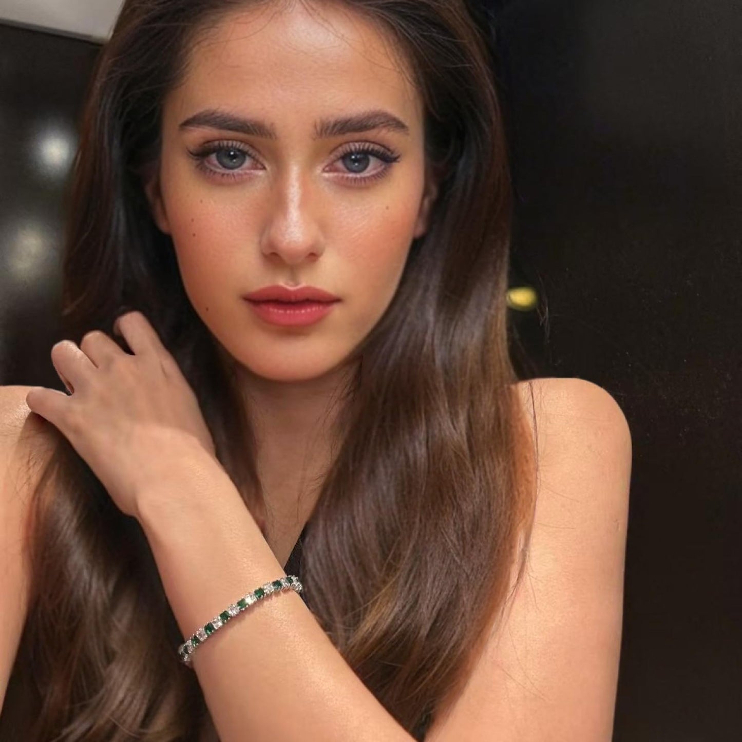 RIZILIA [Ice Cube] Princess Cut Multi-Color CZ 18K White Gold Plated Tennis Bracelet, 7"