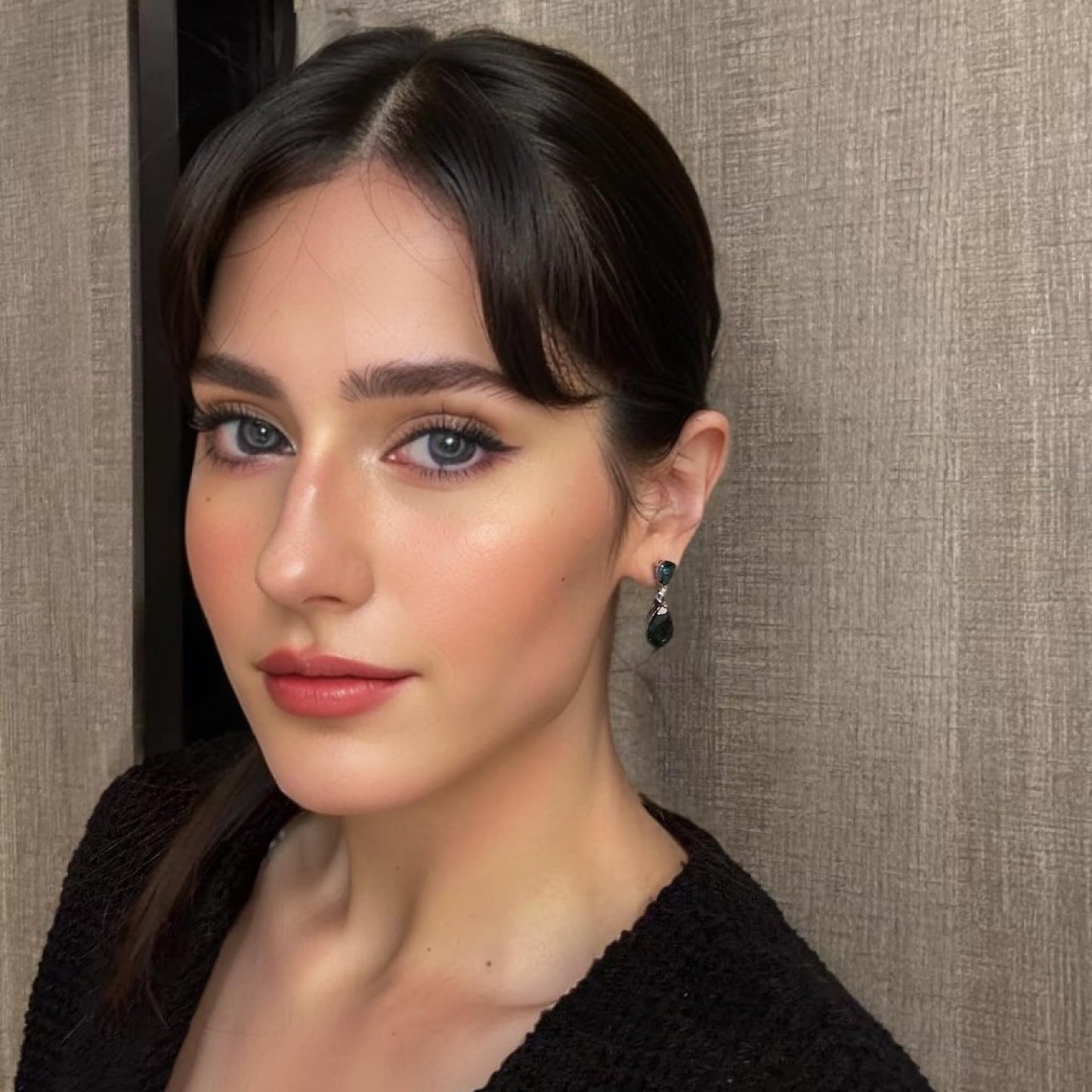 [RIZILIA CELEBOX] Teardrop Dangle Pierced Earrings with Pear Cut CZ [9 Colors available] in White Gold Plated, Celebrity inspired by Angelina Jolie