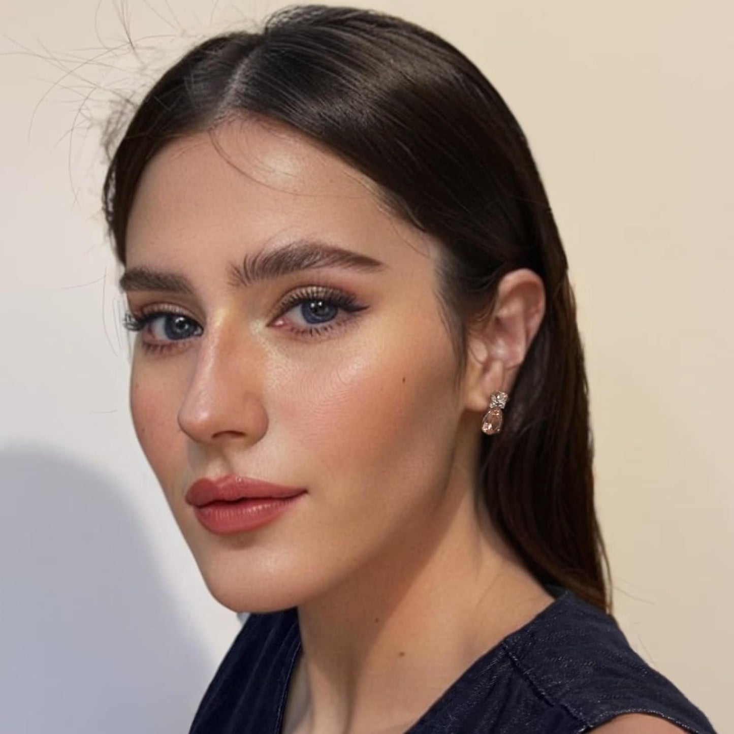 RIZILIA Teardrop Stud Pierced Earrings with Pear Cut CZ [5 Colors available] in White Gold Plated, Simple Modern Elegant