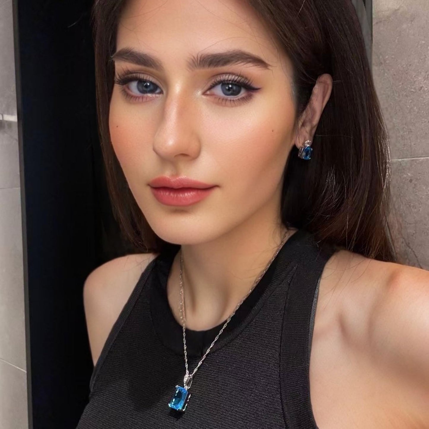 [RIZILIA CLASSIC] Stud Pierced Earrings with Cushion Cut Gemstones CZ [Multi-Colors available] in 18K White Gold Plated, Simple Modern Elegant