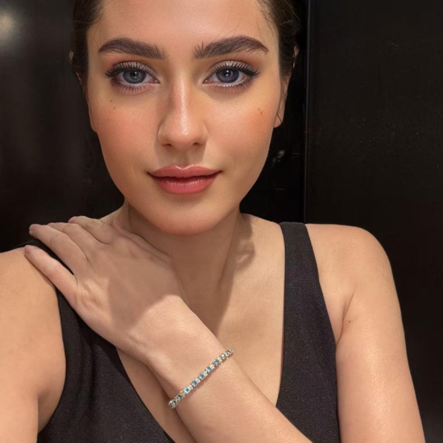 RIZILIA Eternity Tennis Bracelet & Round Cut CZ in Yellow Gold Plated, 7"