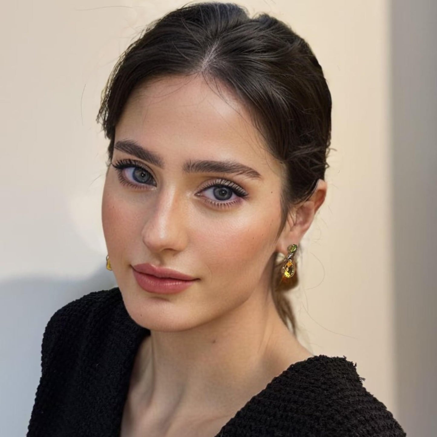 [RIZILIA CELEBOX] Teardrop Dangle Pierced Earrings with Pear Cut CZ [9 Colors available] in White Gold Plated, Celebrity inspired by Angelina Jolie