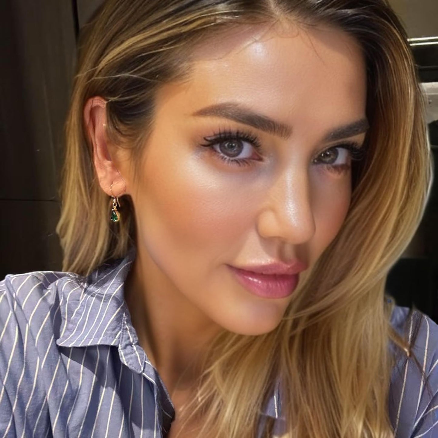 RIZILIA Dangle Drop Pierced Earrings with Pear Cut CZ [7 Colors available] in White Gold Plated, Simple Modern Elegant