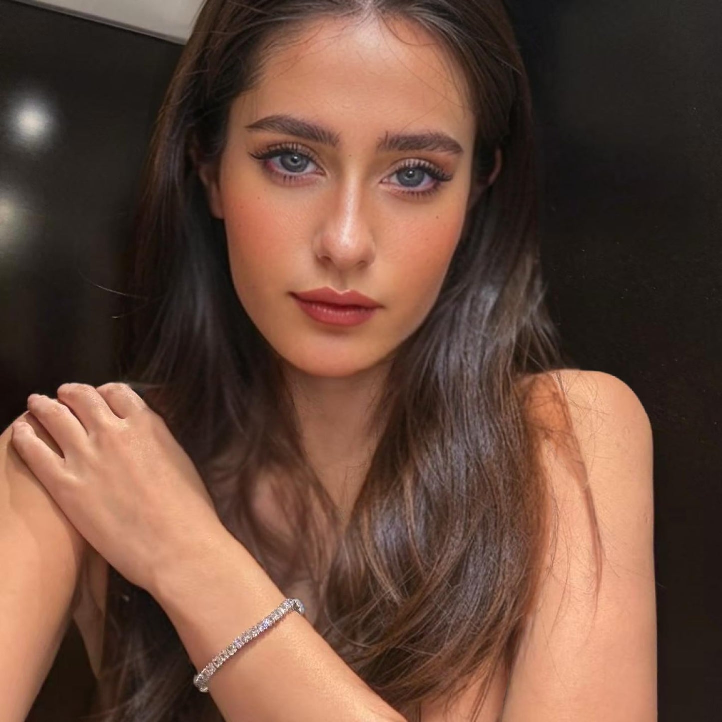 RIZILIA [Ice Cube] Princess Cut Multi-Color CZ 18K White Gold Plated Tennis Bracelet, 7"