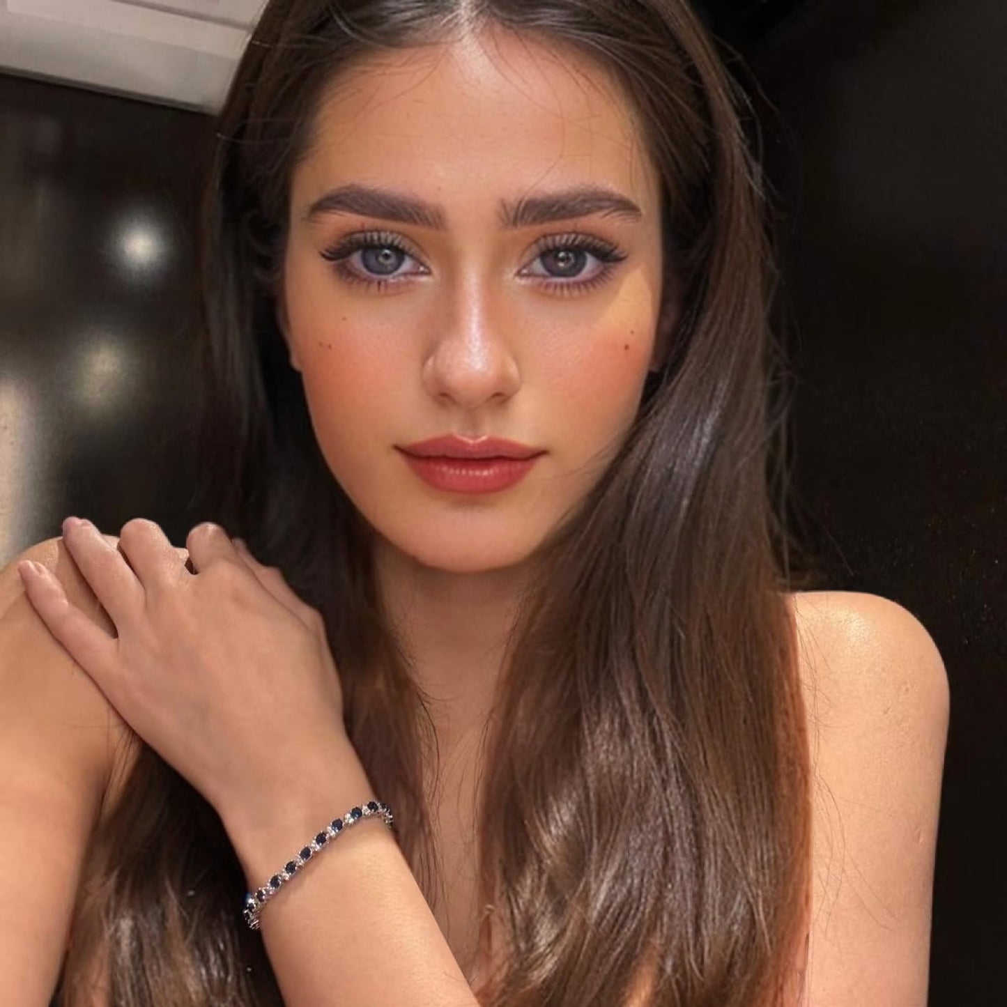 RIZILIA Round Multi-Color CZ Birthstone White Gold Plated Tennis Bracelet, 7"