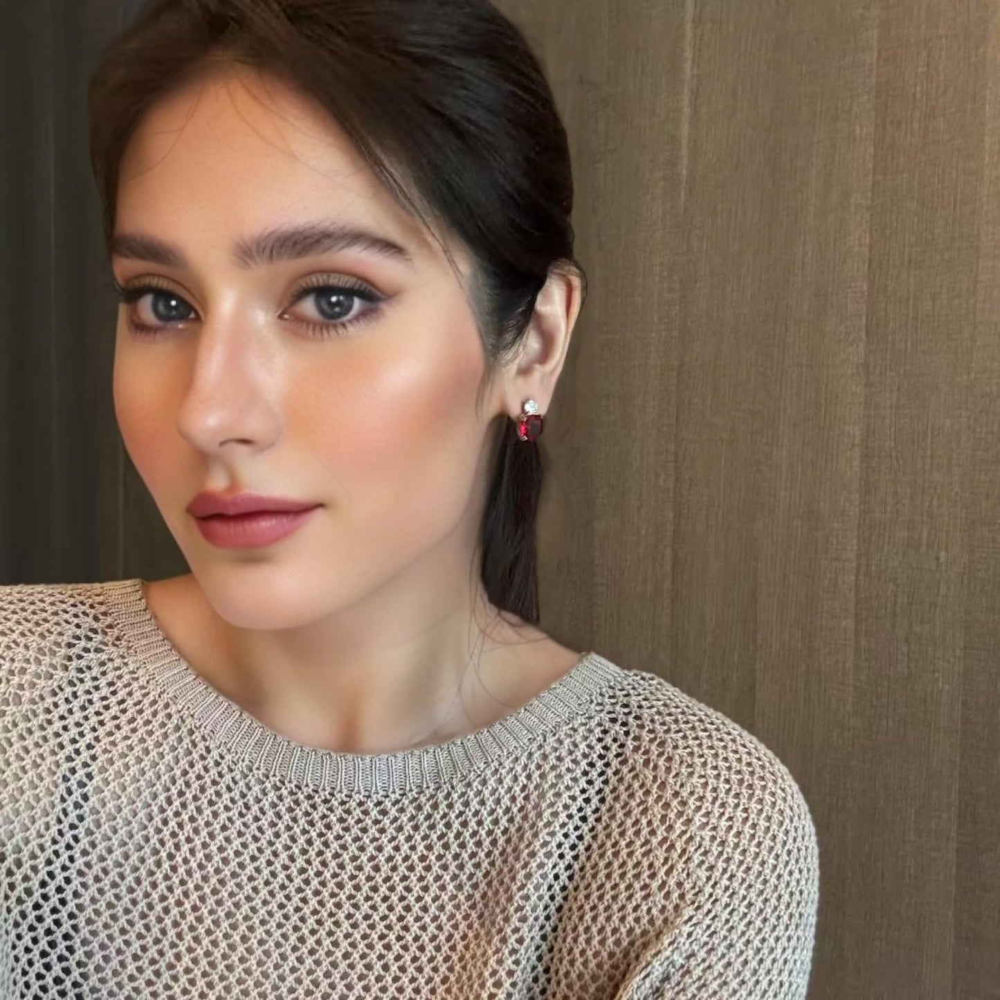 [RIZILIA CLASSIC] Stud Pierced Earrings with Cushion Cut Gemstones CZ [Multi-Colors available] in 18K White Gold Plated, Simple Modern Elegant