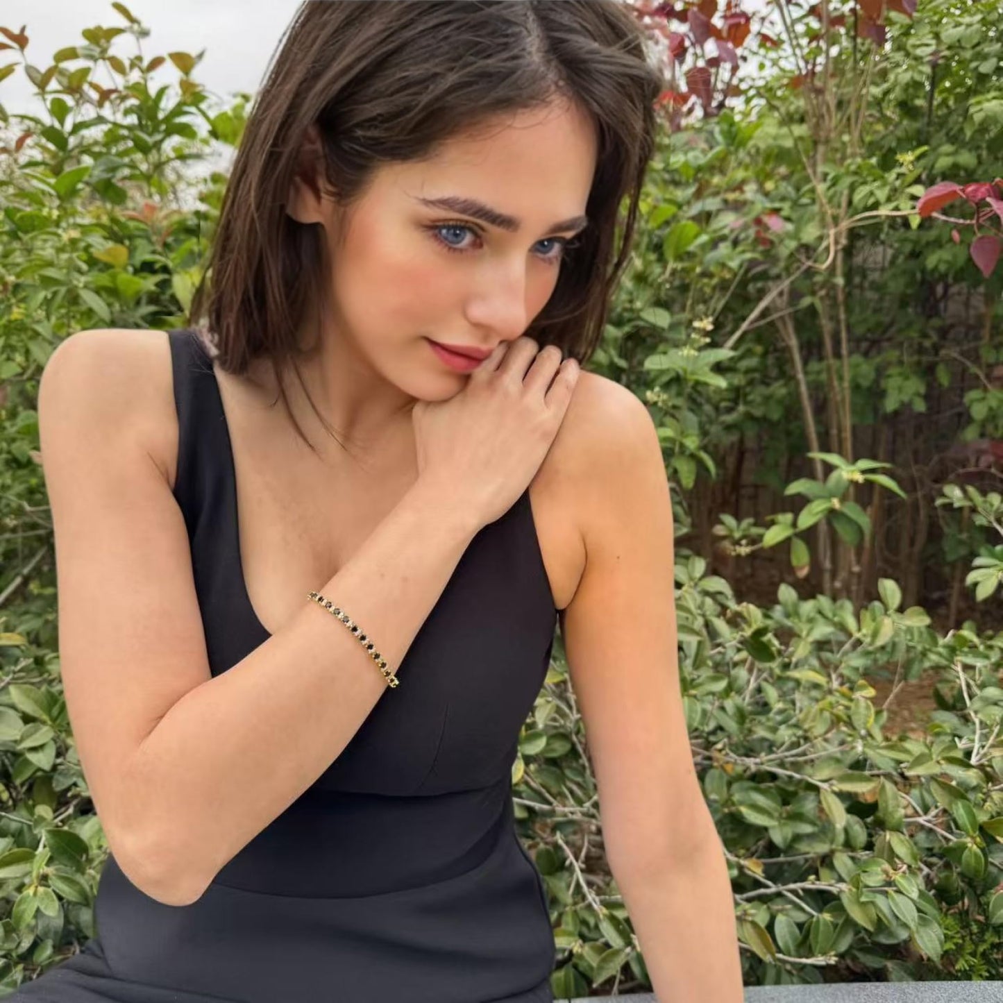 RIZILIA Eternity Tennis Bracelet & Round Cut CZ in Yellow Gold Plated, 7"