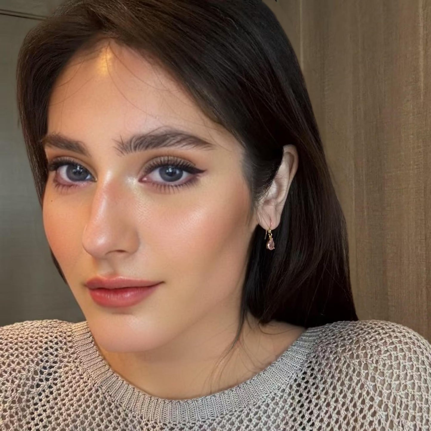 Dangle Drop Pierced Earrings with Pear Cut CZ in 18K Yellow Gold Plated, Simple Modern Elegant