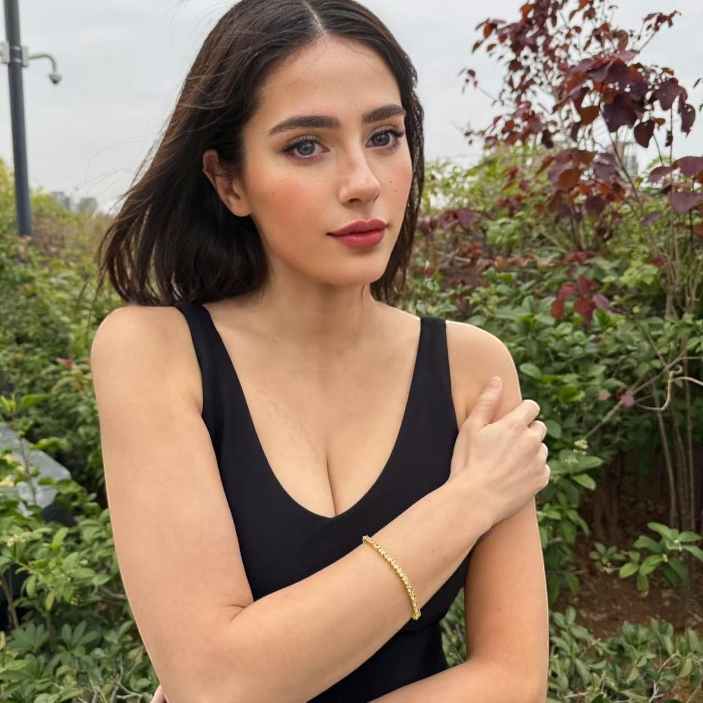 RIZILIA Eternity Tennis Bracelet & Round Cut CZ in Yellow Gold Plated, 7"