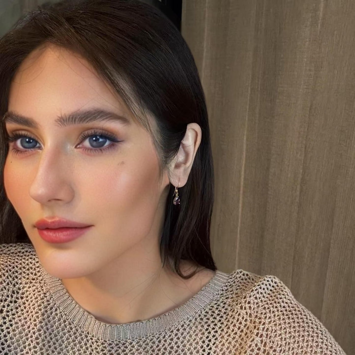 Dangle Drop Pierced Earrings with Pear Cut CZ in 18K Yellow Gold Plated, Simple Modern Elegant